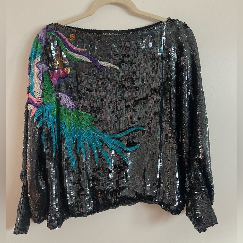 Vintage Judith Ann Silk Sequin Top | Sz M